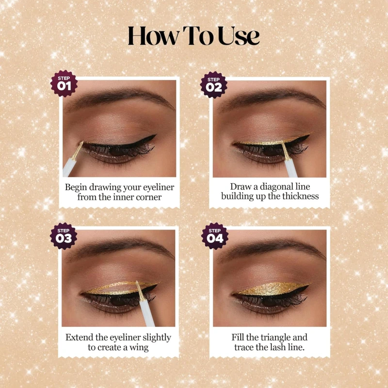 Hilary Rhoda Gel Showstopper Eyeliner | Smudge-Proof & Metallic Glitter | Water-Resistant | 5Ml (Bride Gold- Shade 10) thumbnail 5